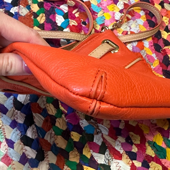 Emma Fox Orange Leather Crossbody Bag With Gold Hardware - Picture 5 of 9